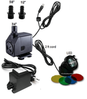 Skyish TP-1000LV Replacement RTP-1000LV-LED-RL Fountain Pump & Round Light 10ft cord in|out door 260 gph