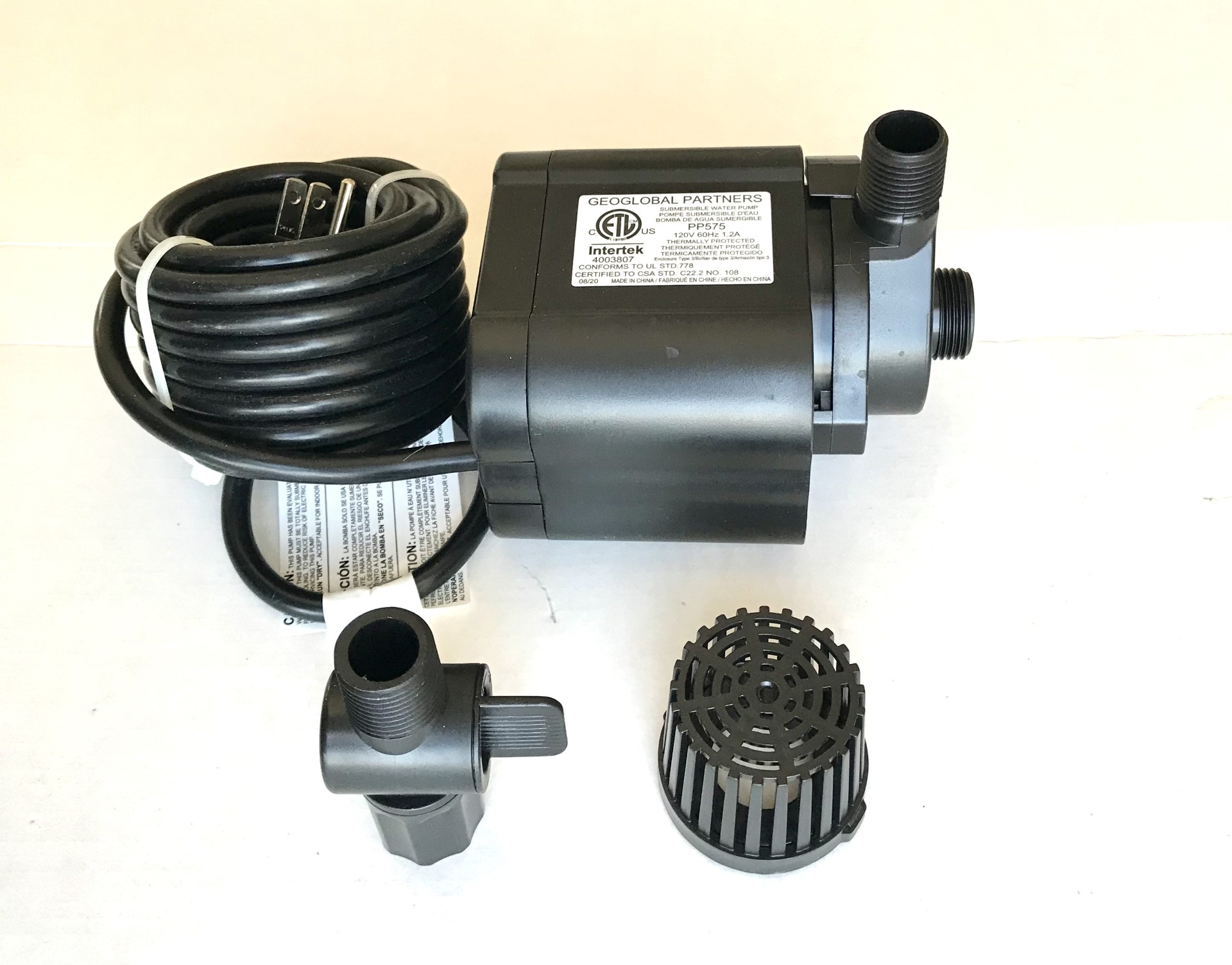 Replacement pump for Intertek 4003807 Geoglobal Partners Pp575 Submersible Water Pump 120v 60hz 1.2a Thermally Protected Conforms To Ul Std 778 Made In China