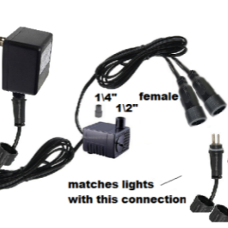 The seasunstar model MZ-lv70t comes in many variations. One of those being a 2 way split that powers two lights as well as the water pump. For indoor and outdoor use